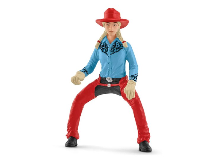 Schleich Westernreiterin rot-blau