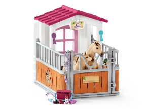 Schleich 42369 Pferdebox mit Arabern und Pferdepflegerin